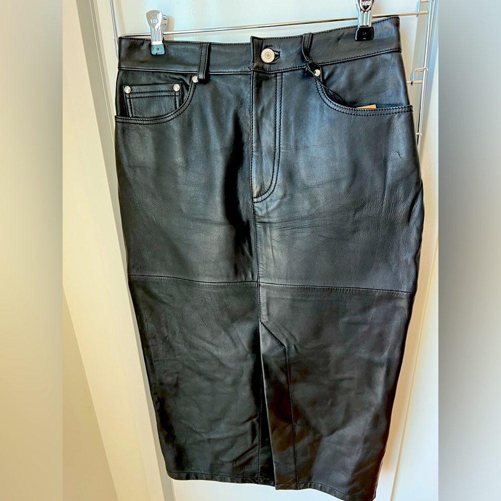 PS Paul Smith genuine leather midi skirt.